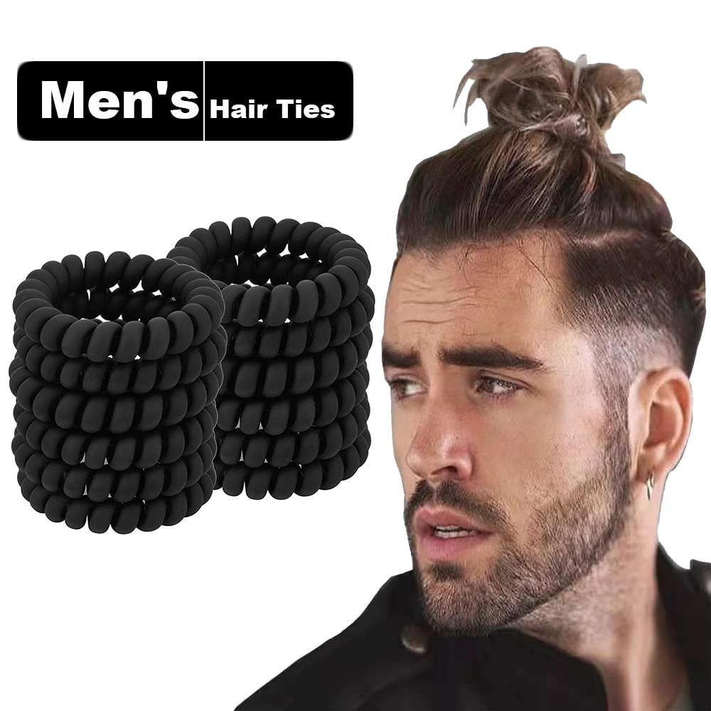 Tech Accessories For Men - Czarne spiralne gumki do włosów Matowe