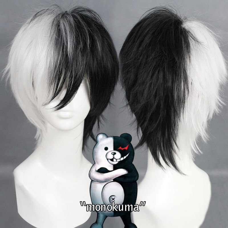 Tech Accessories For Men - Anime gra Danganronpa czarno-biały miś peruka
